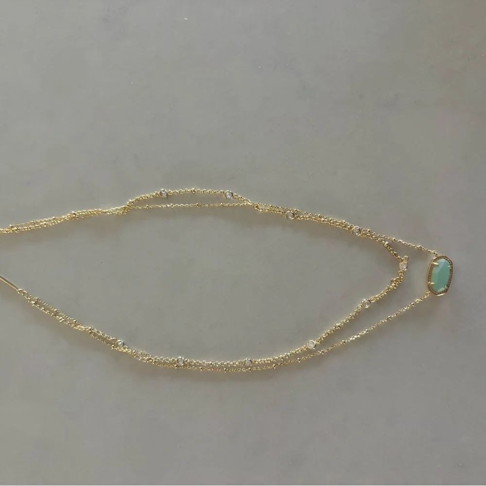 Kendra Scott - Gold Plated Necklace with Aqua Green Stone - Picture 3 of 5